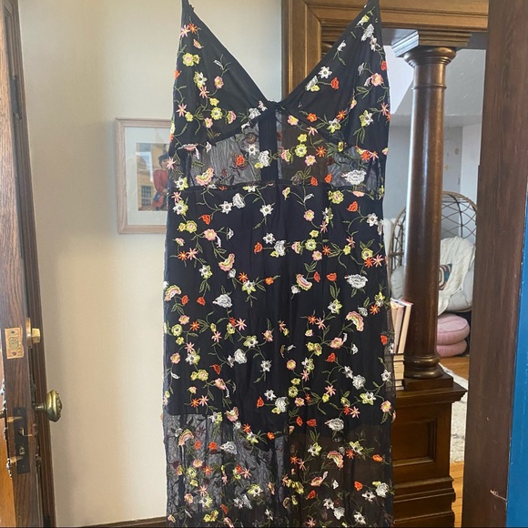 Threadsence Sheer Floral Maxi Dress Romper - Picture 2 of 5